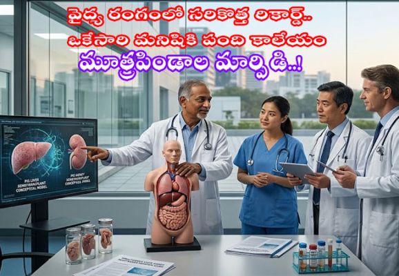 Medical Breakthrough : వైద్య రంగంలో సరికొత్త రికార్డ్.. ఒకేసారి మనిషికి పంది కాలేయం, మూత్రపిండాల మార్పిడి..!